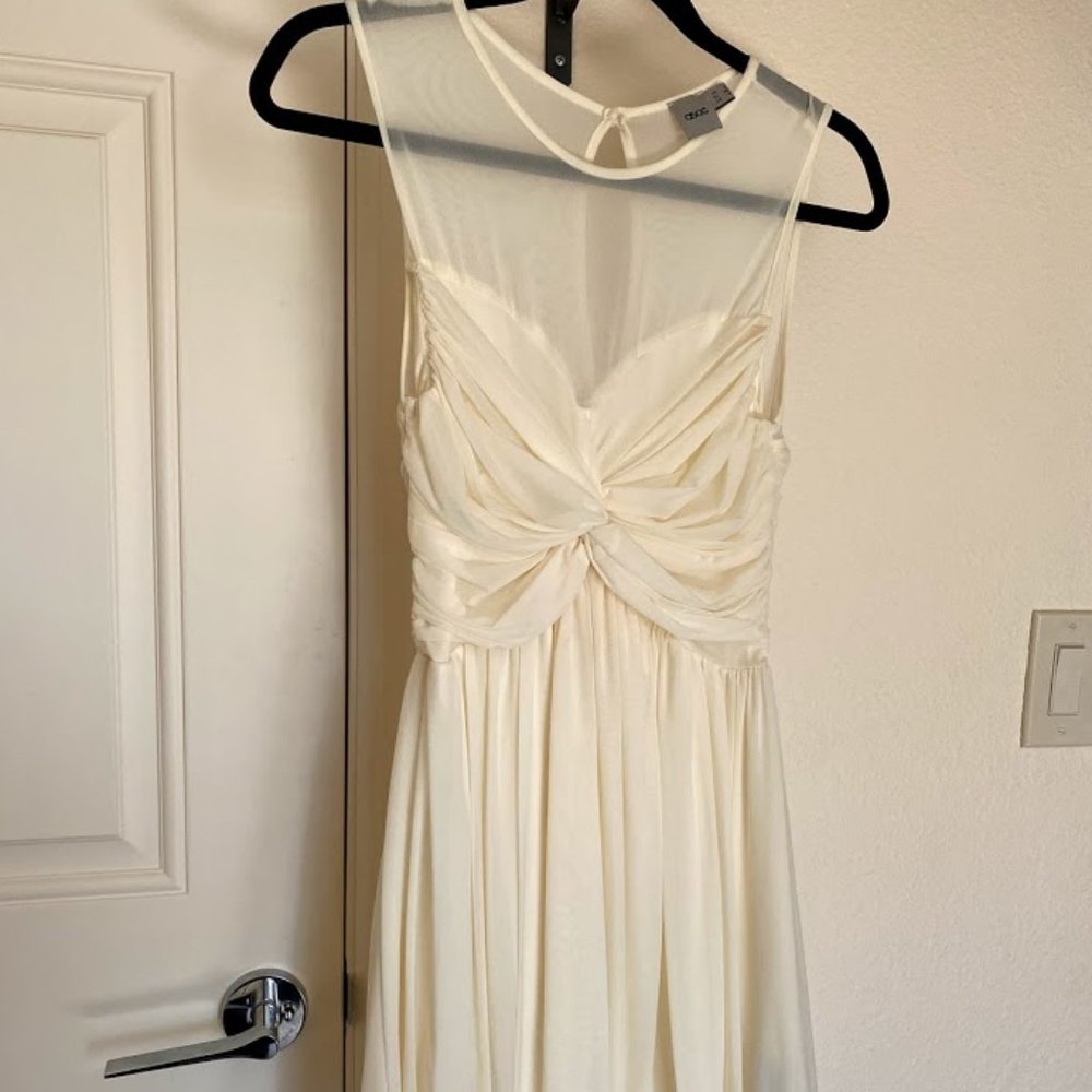 ASOS Sheer Cream Knee Length Flowy Dress (Sz 4)